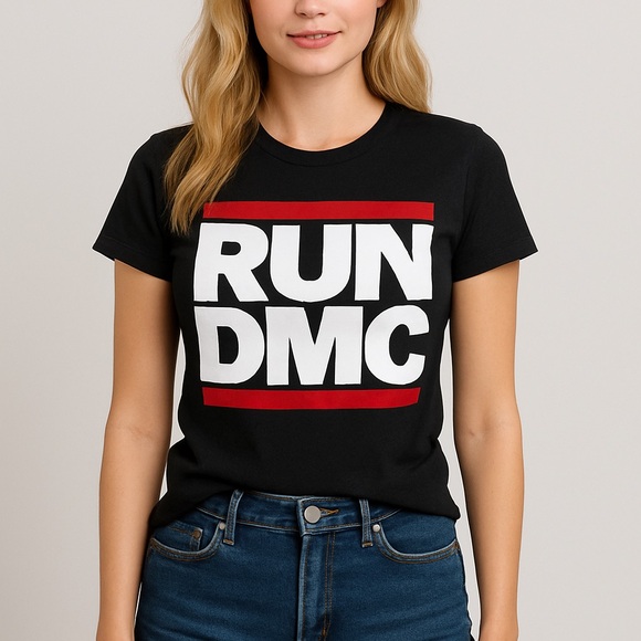 NWOT Run DMC Logo Rock Band Tee Shirt Black Size Large - Picture 4 of 8